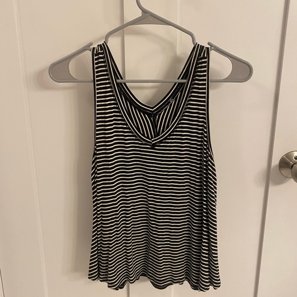Tops - Black and White Stripe Tank Top